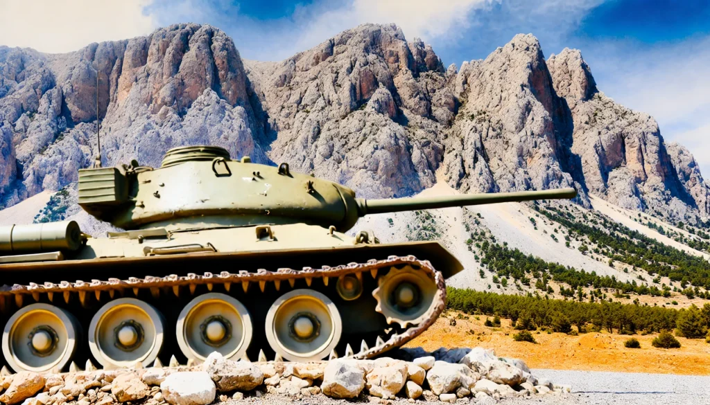 Tank on Mount Besparmak in Cyprus